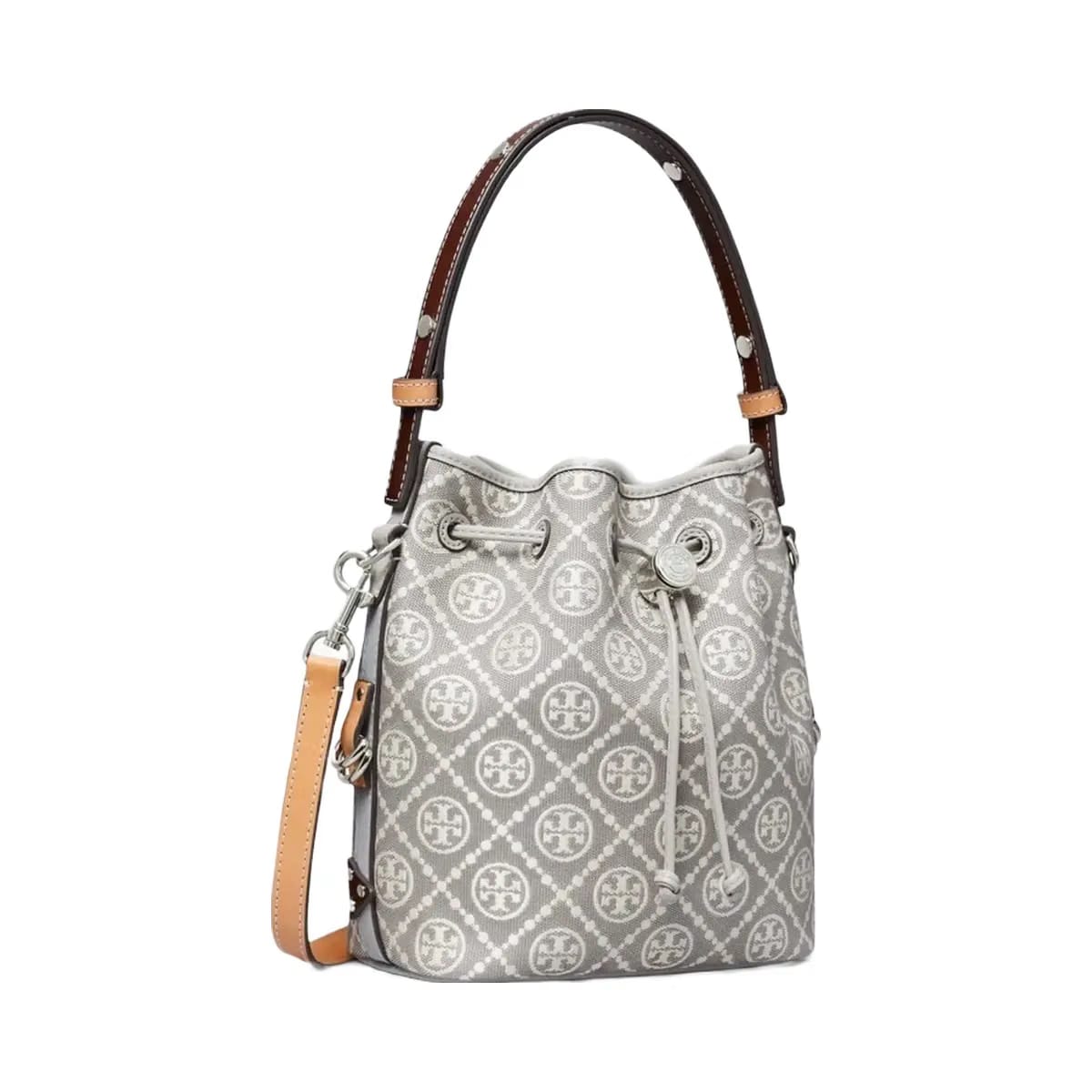 Tory Burch T Monogram Utility Bucket Bag Gray
