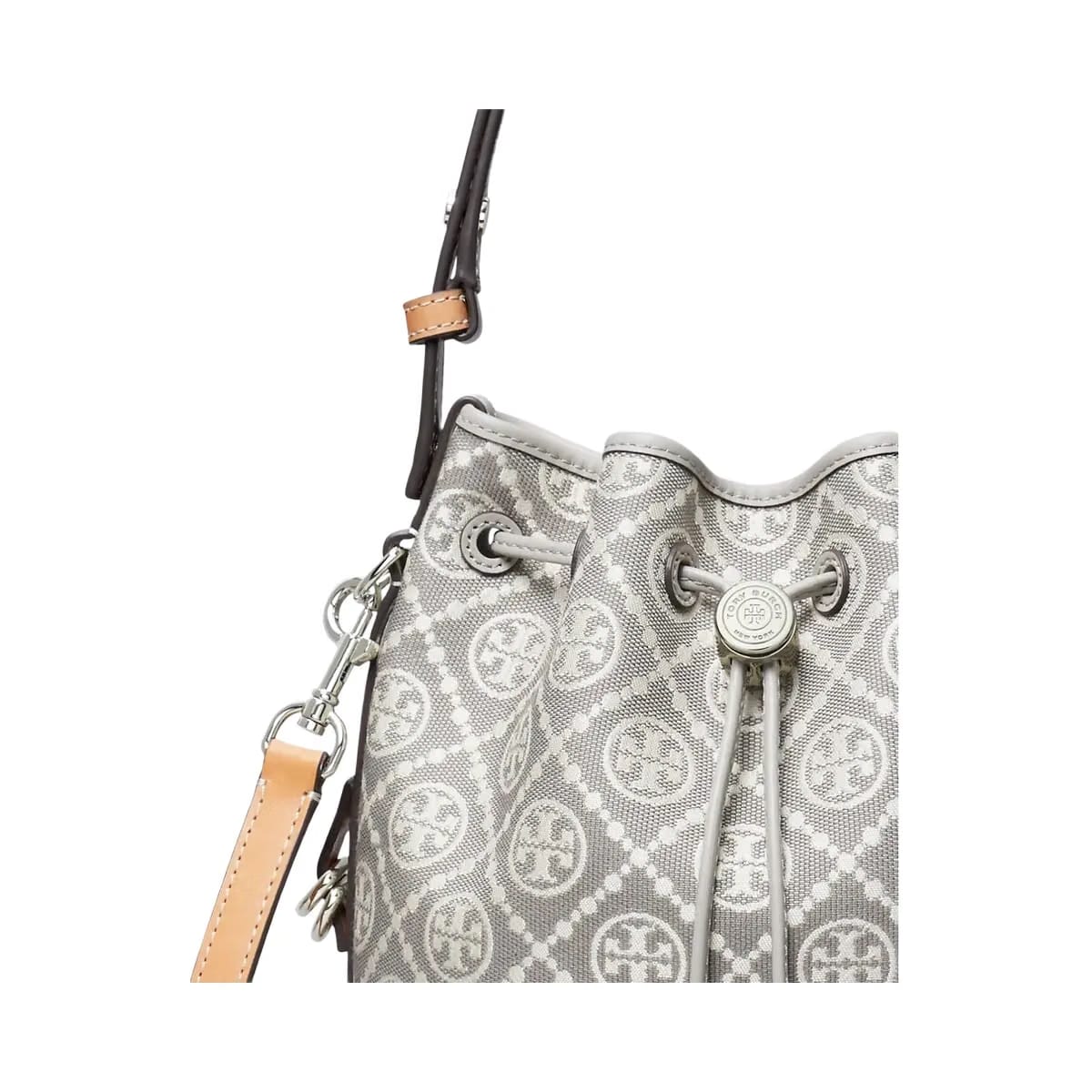 Tory Burch T Monogram Utility Bucket Bag Gray