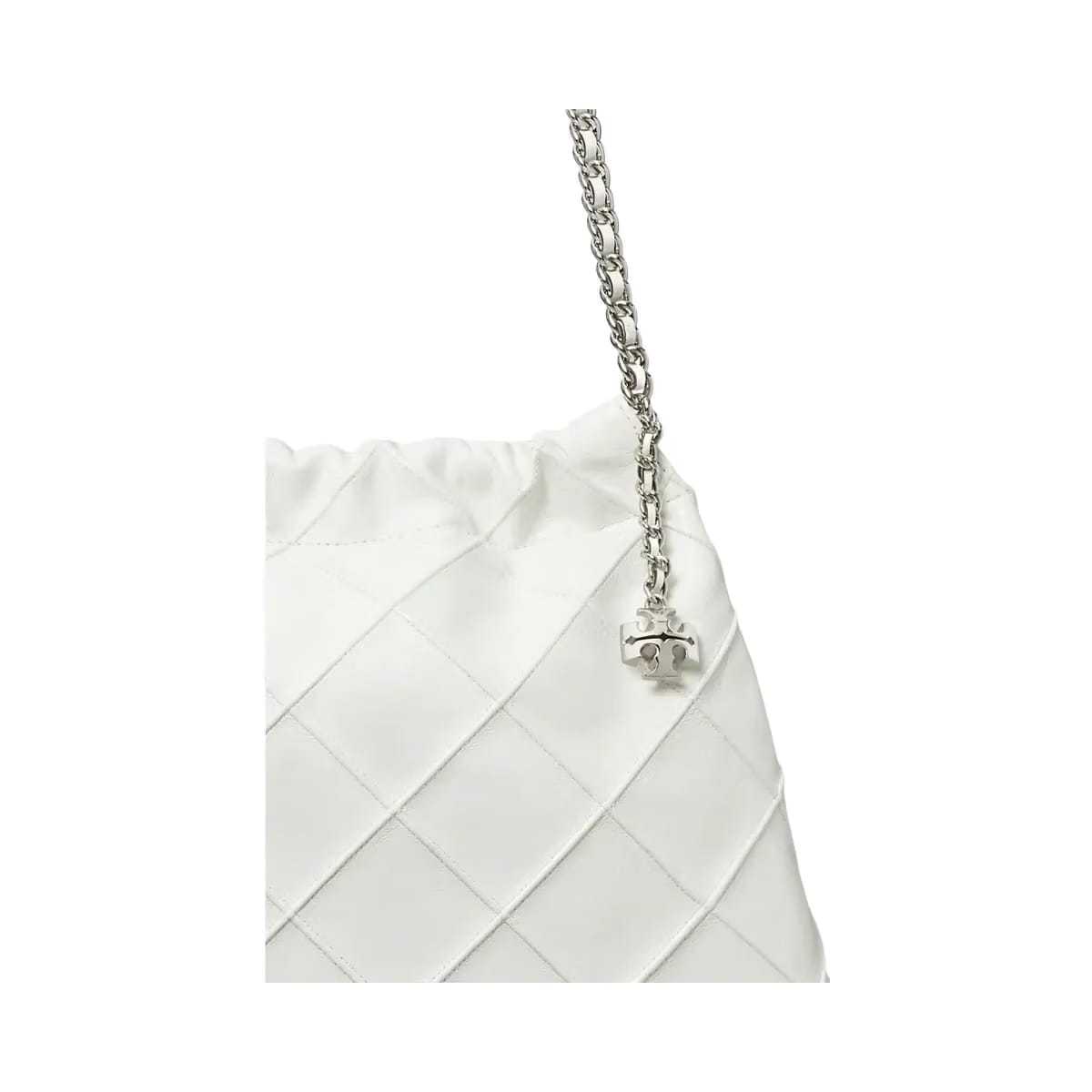 Tory Burch Fleming Soft Distressed Hobo Bag Blanc