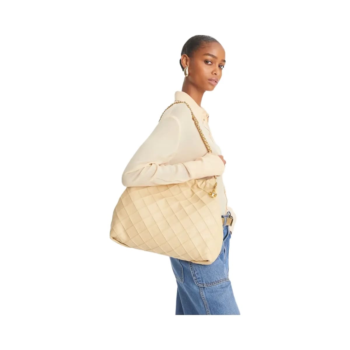 Tory Burch Fleming Soft Hobo Bag Vanilla Soft Serve