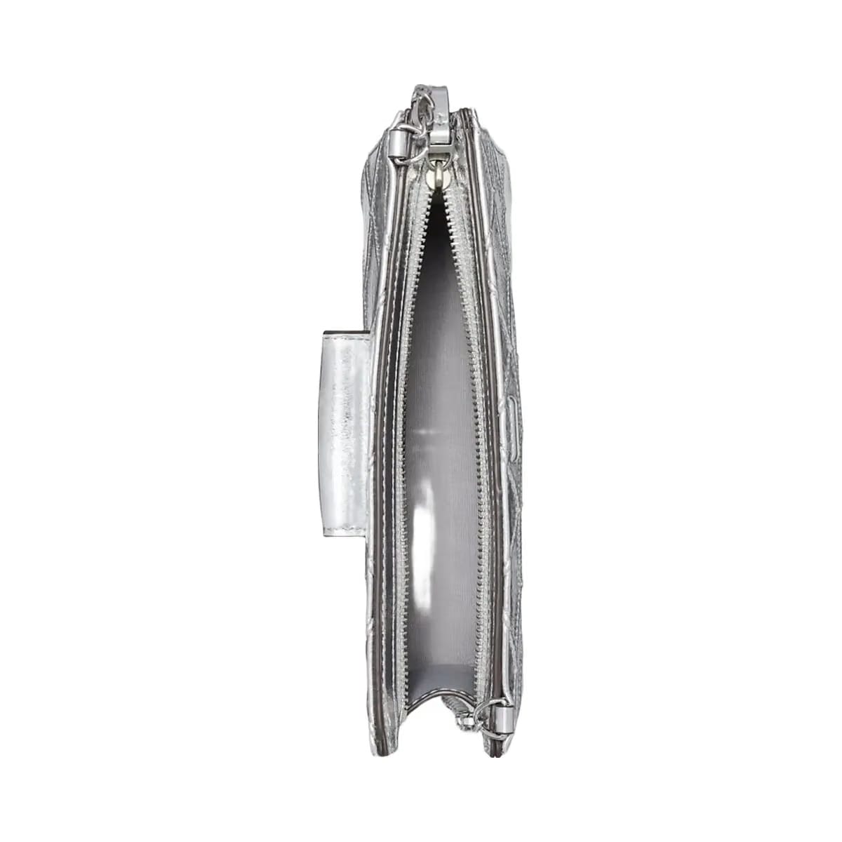 Tory Burch Mini Fleming Metallic Crossbody Silver