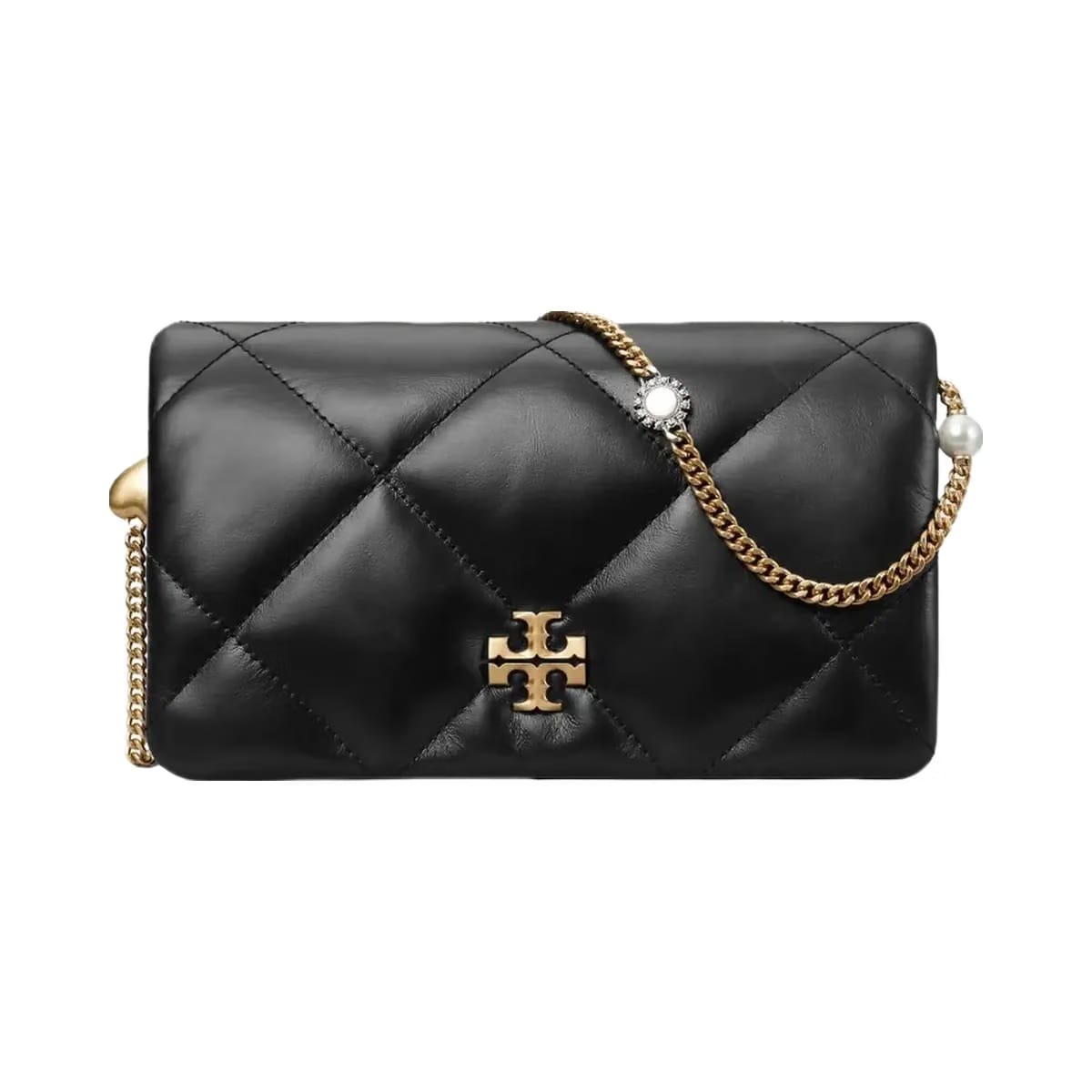 Tory Burch Kira Diamond Quilt Charm Crossbody Black