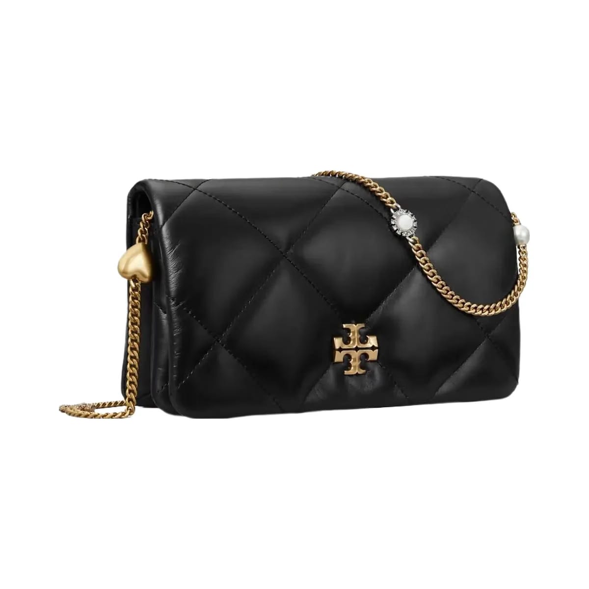 Tory Burch Kira Diamond Quilt Charm Crossbody Black
