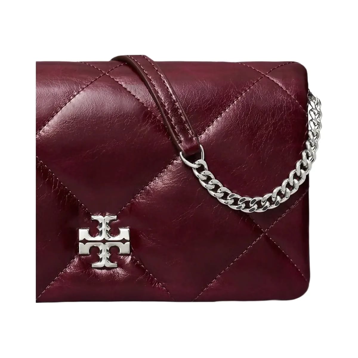 Tory Burch Kira Diamond Quilt Distressed Crossbody Dark Carmine