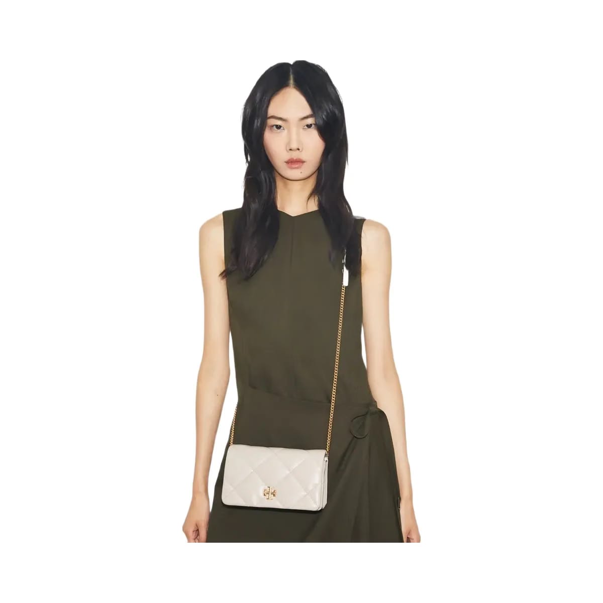 Tory Burch Kira Diamond Quilt Crossbody Light Stone