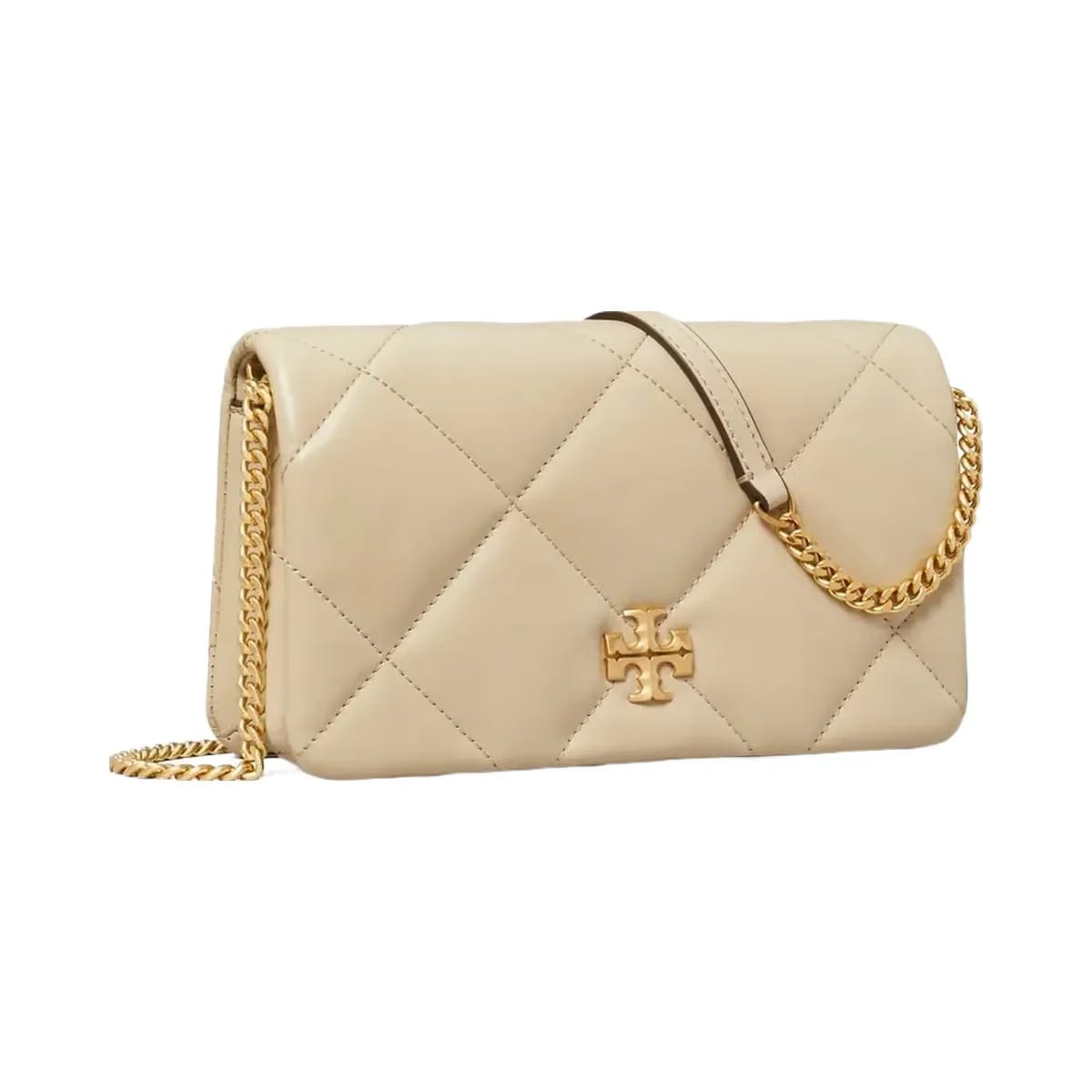 Tory Burch Kira Diamond Quilt Crossbody Light Stone
