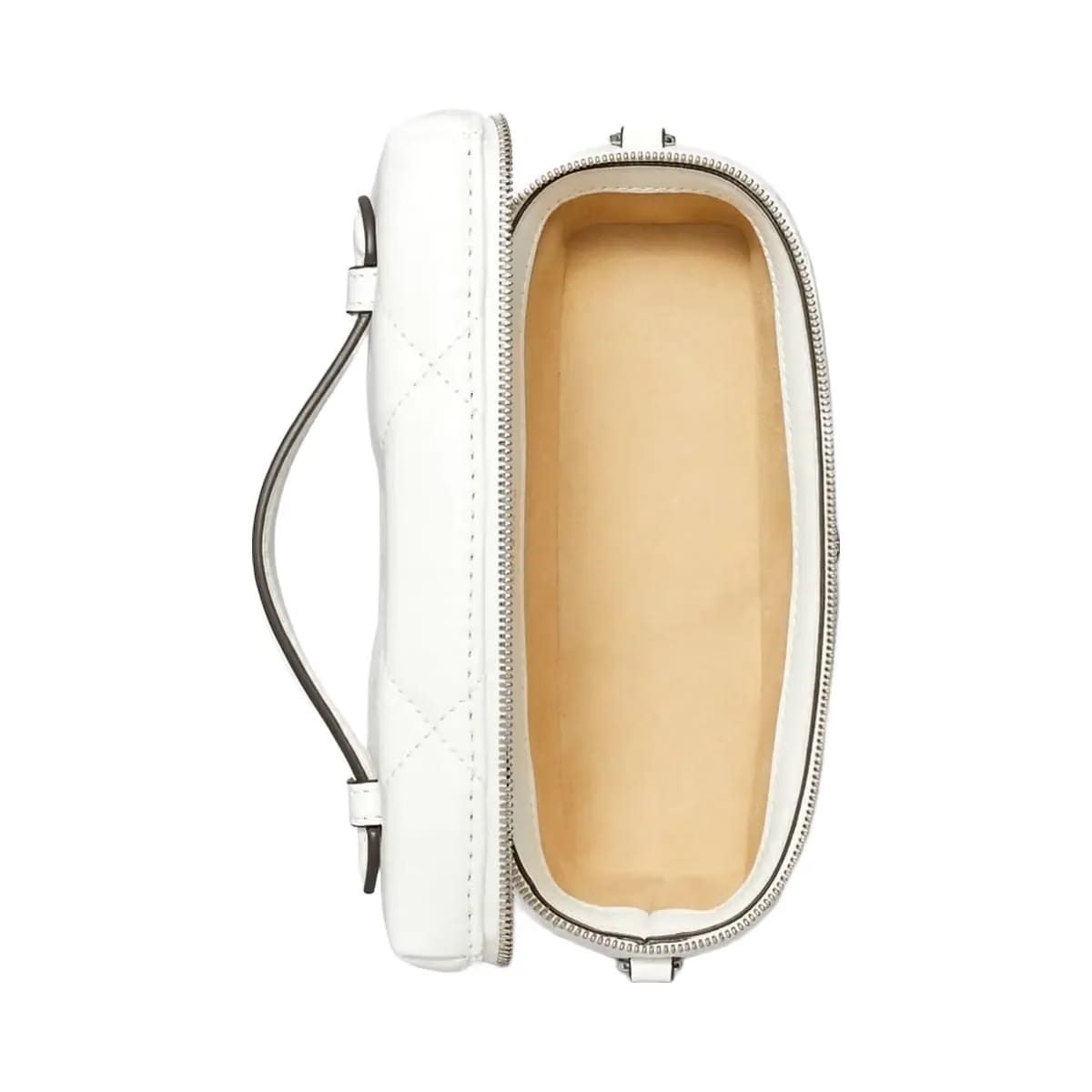 Tory Burch Kira Diamond Quilt Distressed Charm Vanity Case Blanc