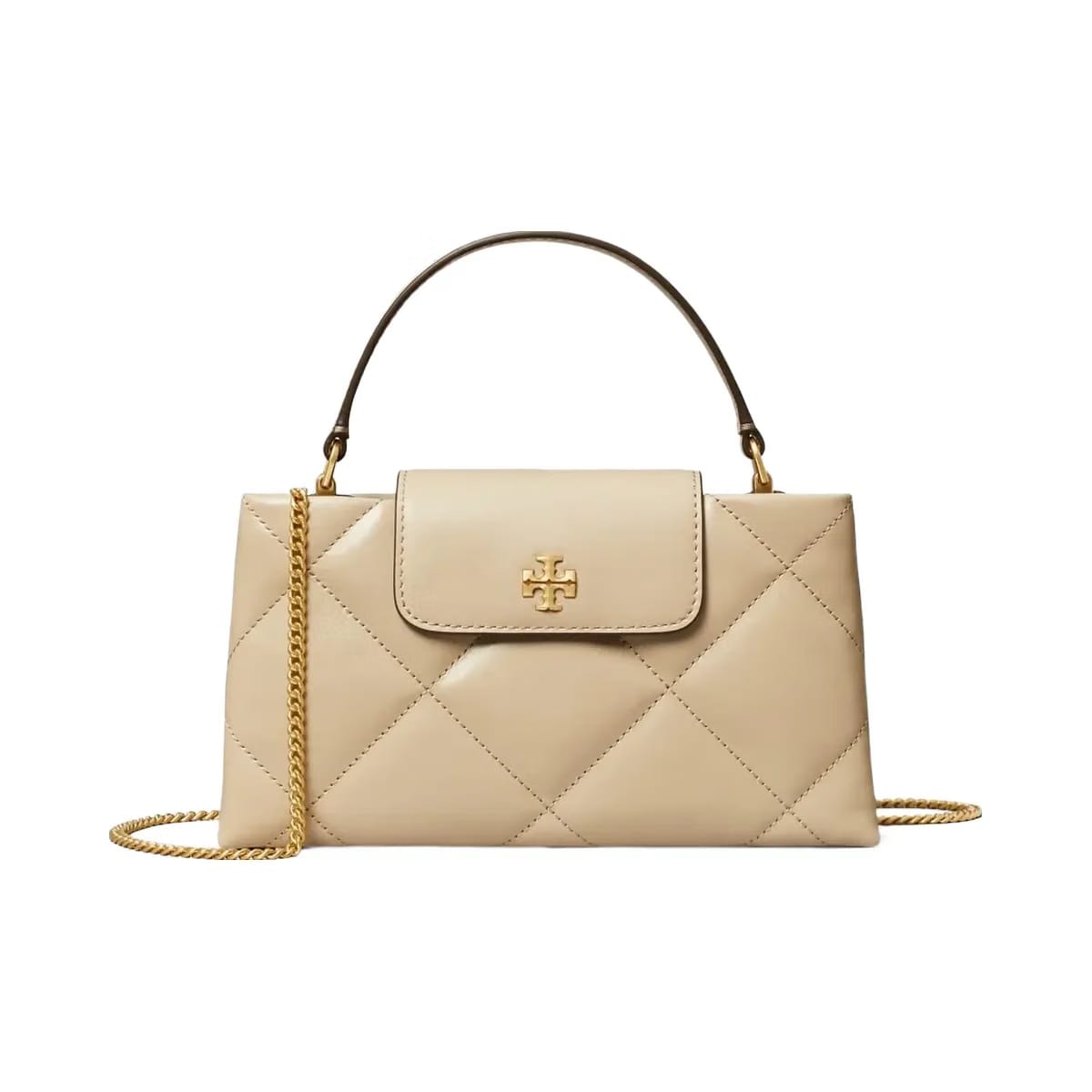 Tory Burch Kira Diamond Quilt Top-Handle Bag Light Stone