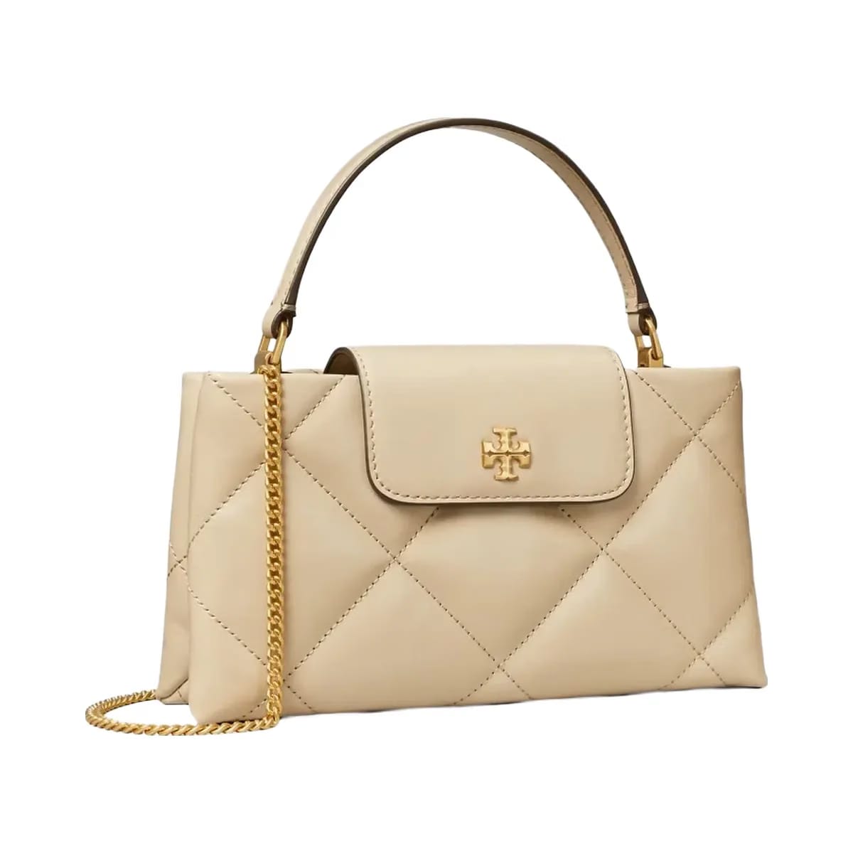 Tory Burch Kira Diamond Quilt Top-Handle Bag Light Stone