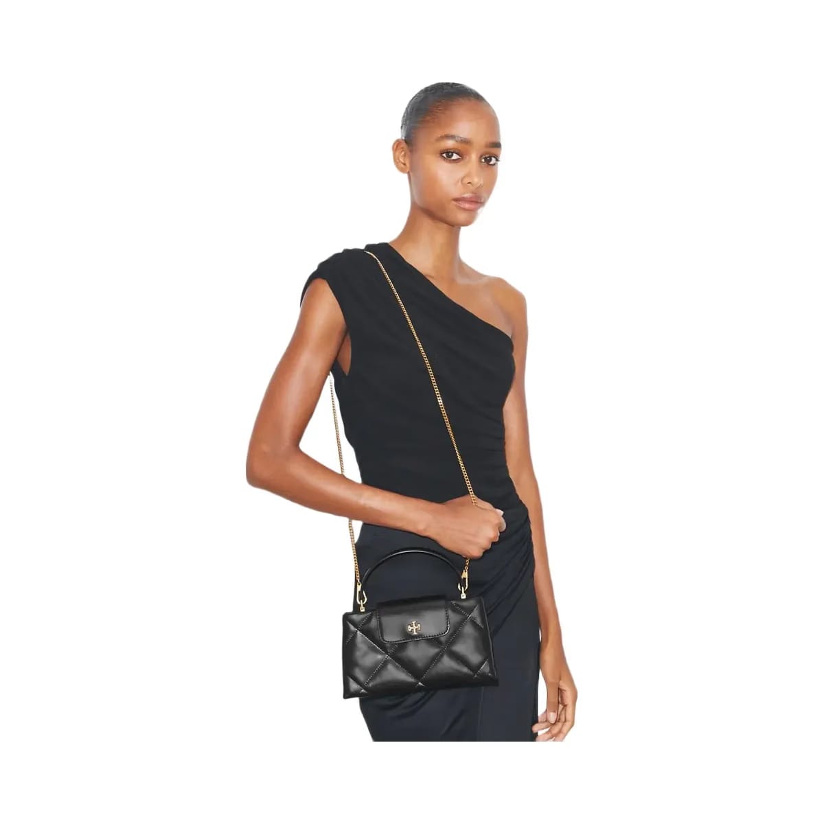 Tory Burch Kira Diamond Quilt Top-Handle Bag Black