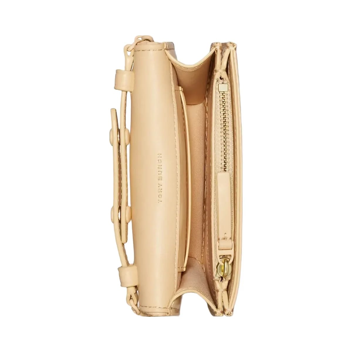Tory Burch Mini Fleming Patent Square Quilt Crossbody Vanilla Soft Serve