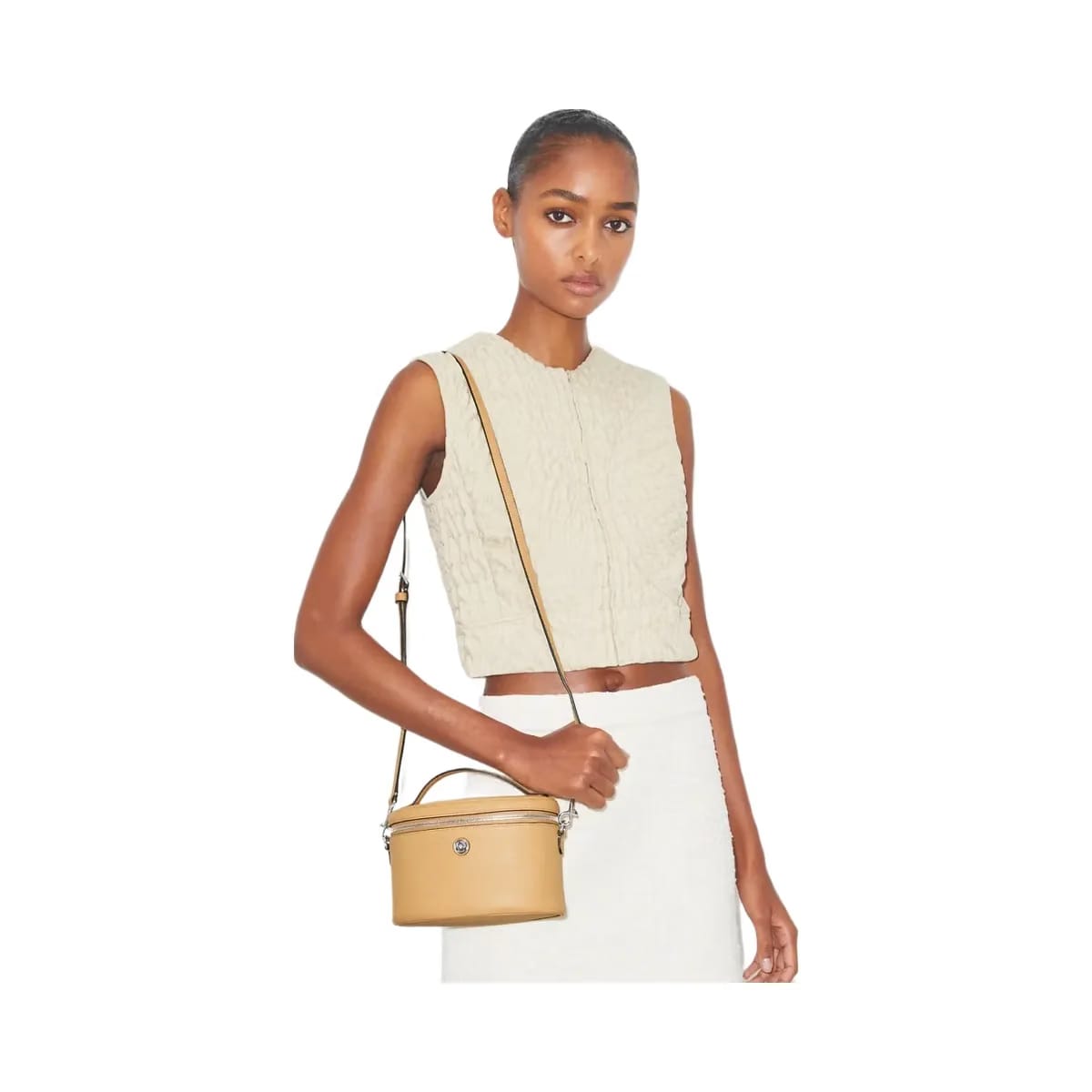 Tory Burch Soft Pebbled Vanity Case Biscotti