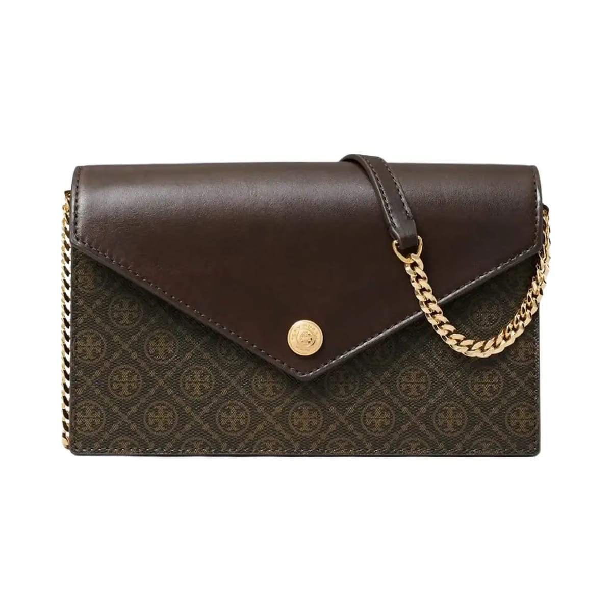 Tory Burch T Monogram Coated Canvas Envelope Crossbody French Press