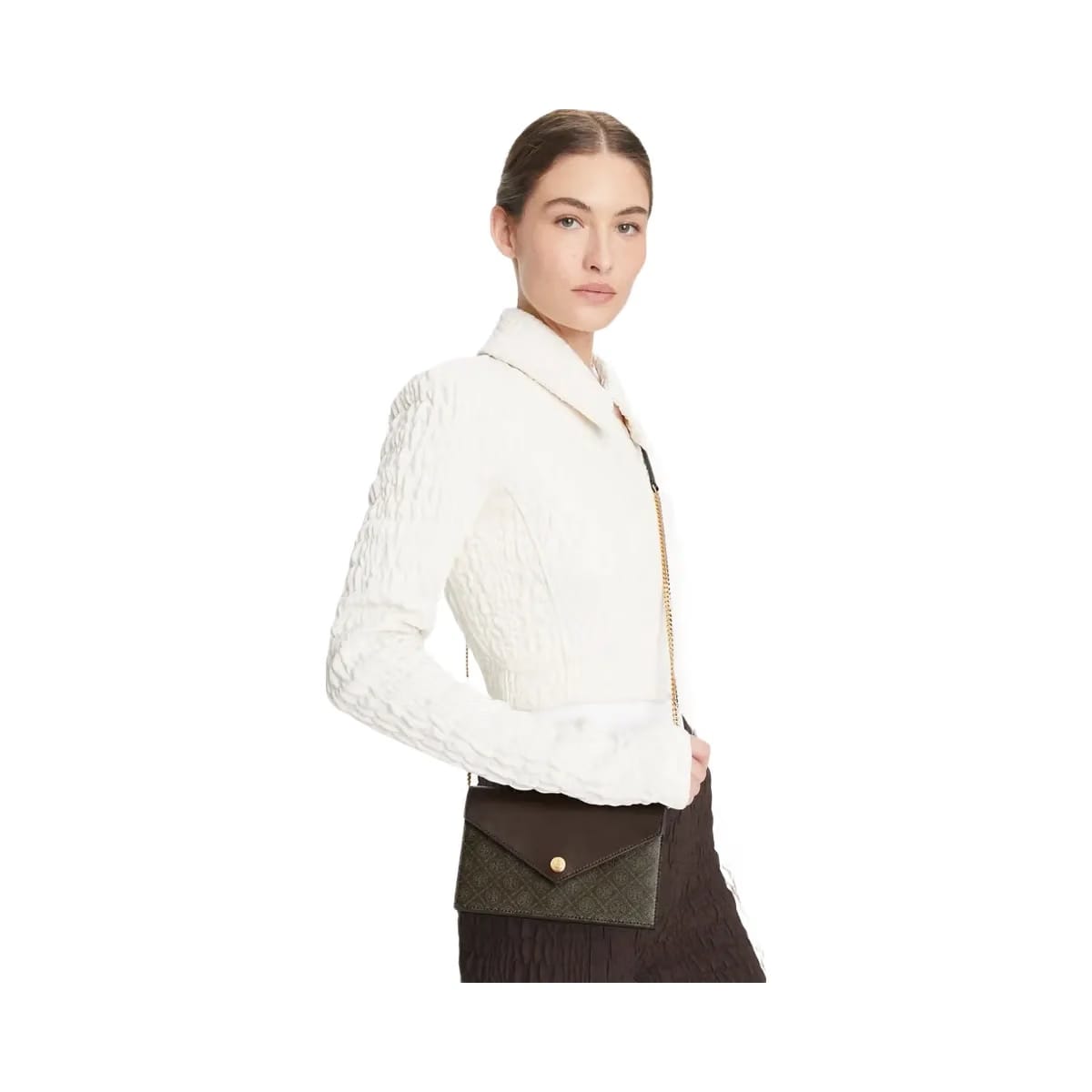 Tory Burch T Monogram Coated Canvas Envelope Crossbody French Press