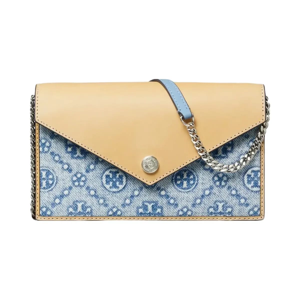 Tory Burch T Monogram Denim Envelope Crossbody Seltzer