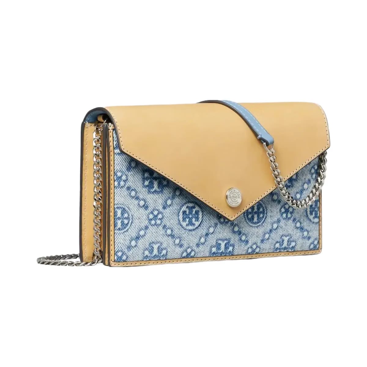 Tory Burch T Monogram Denim Envelope Crossbody Seltzer