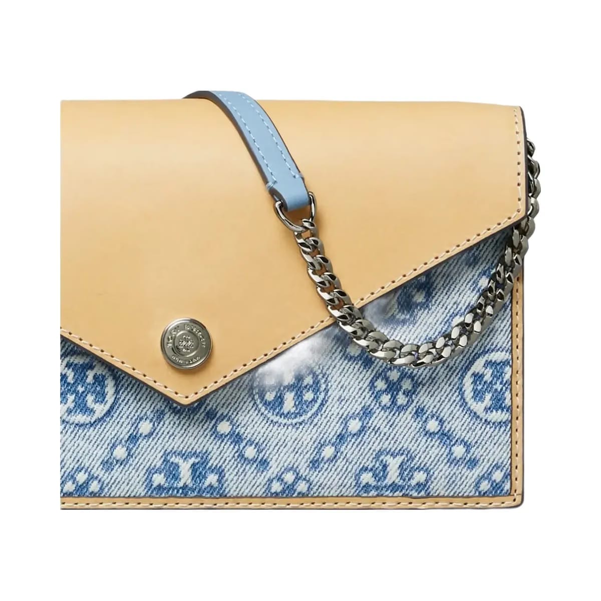 Tory Burch T Monogram Denim Envelope Crossbody Seltzer