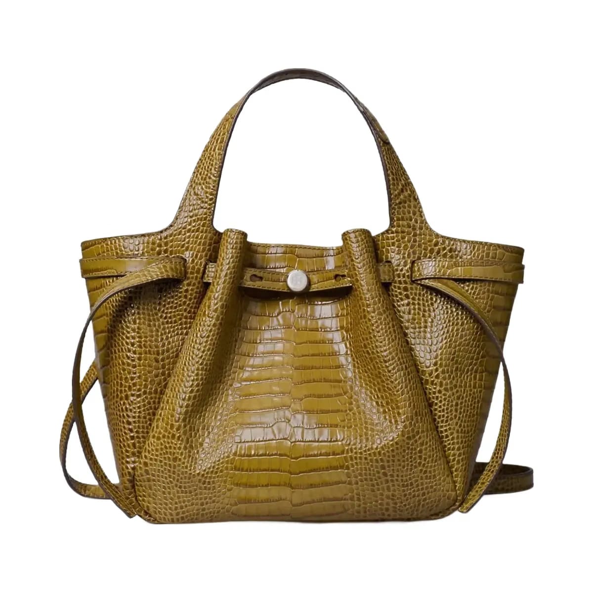 Tory Burch Small Romy Croc-Embossed Tote Shroom