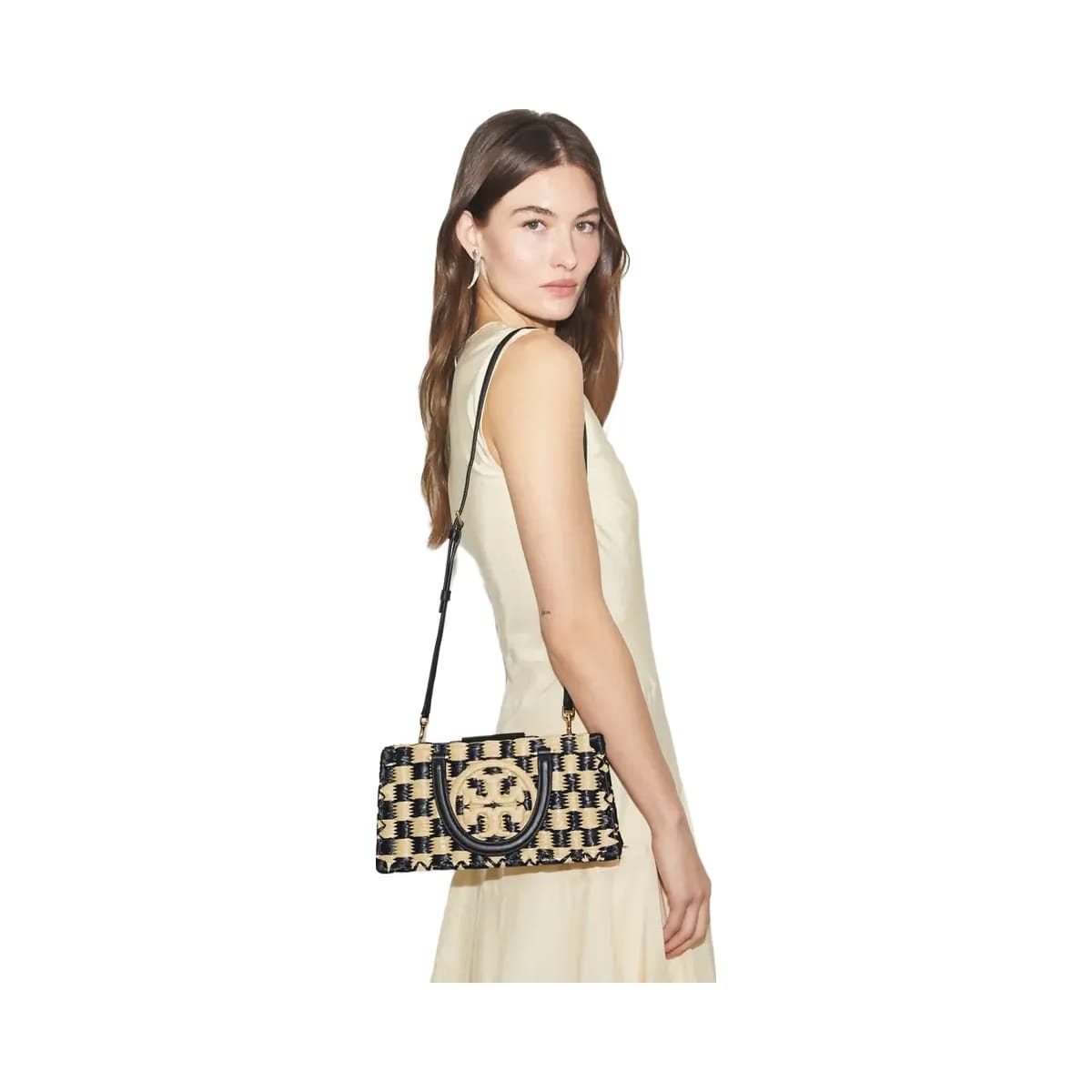 Tory Burch Ella Hand-Crocheted East-West Tote Black / Natural