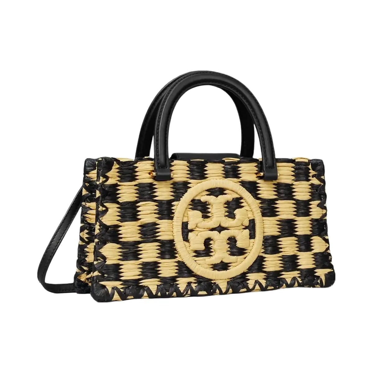 Tory Burch Ella Hand-Crocheted East-West Tote Black / Natural
