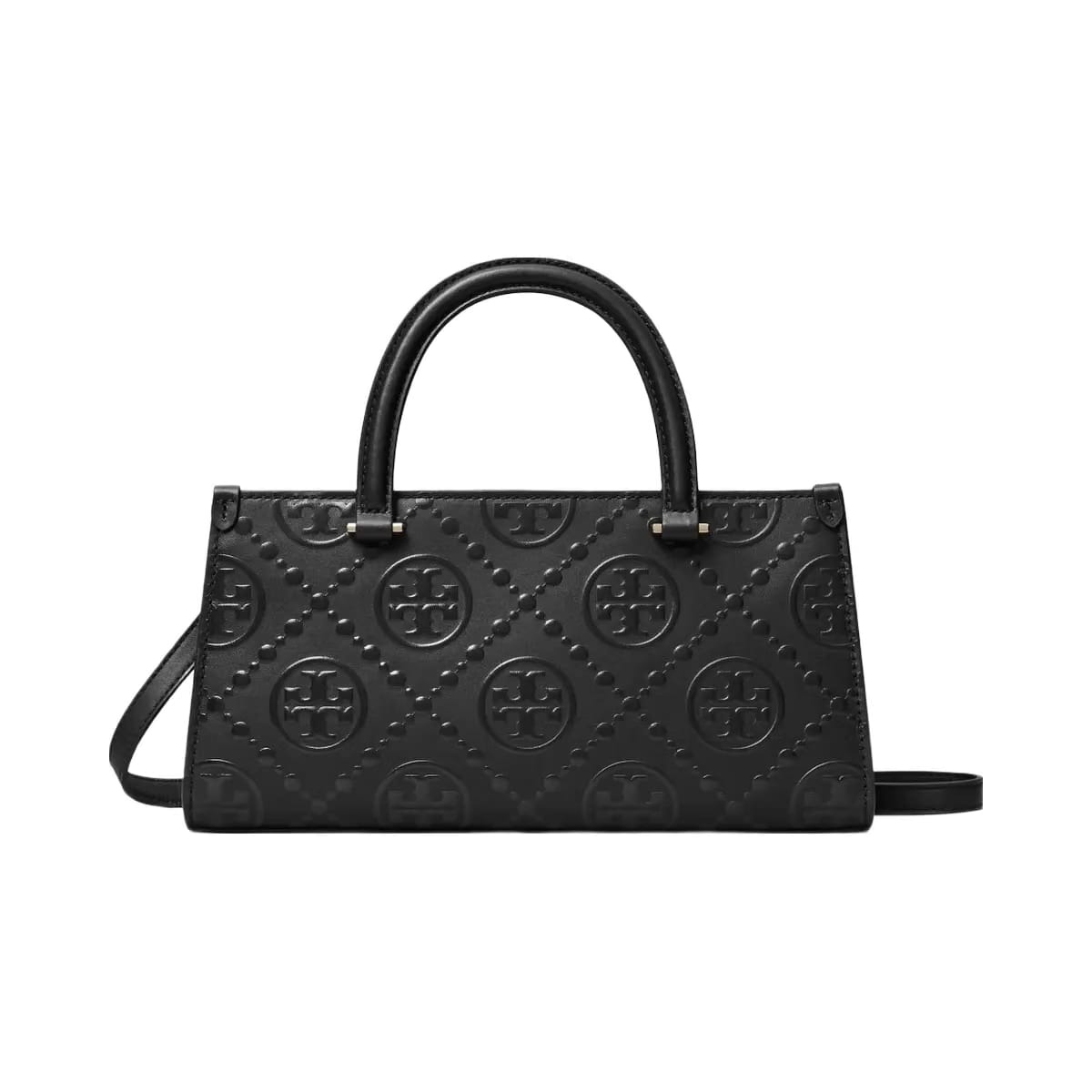 Tory Burch T Monogram Embossed Small East-West Tote Black