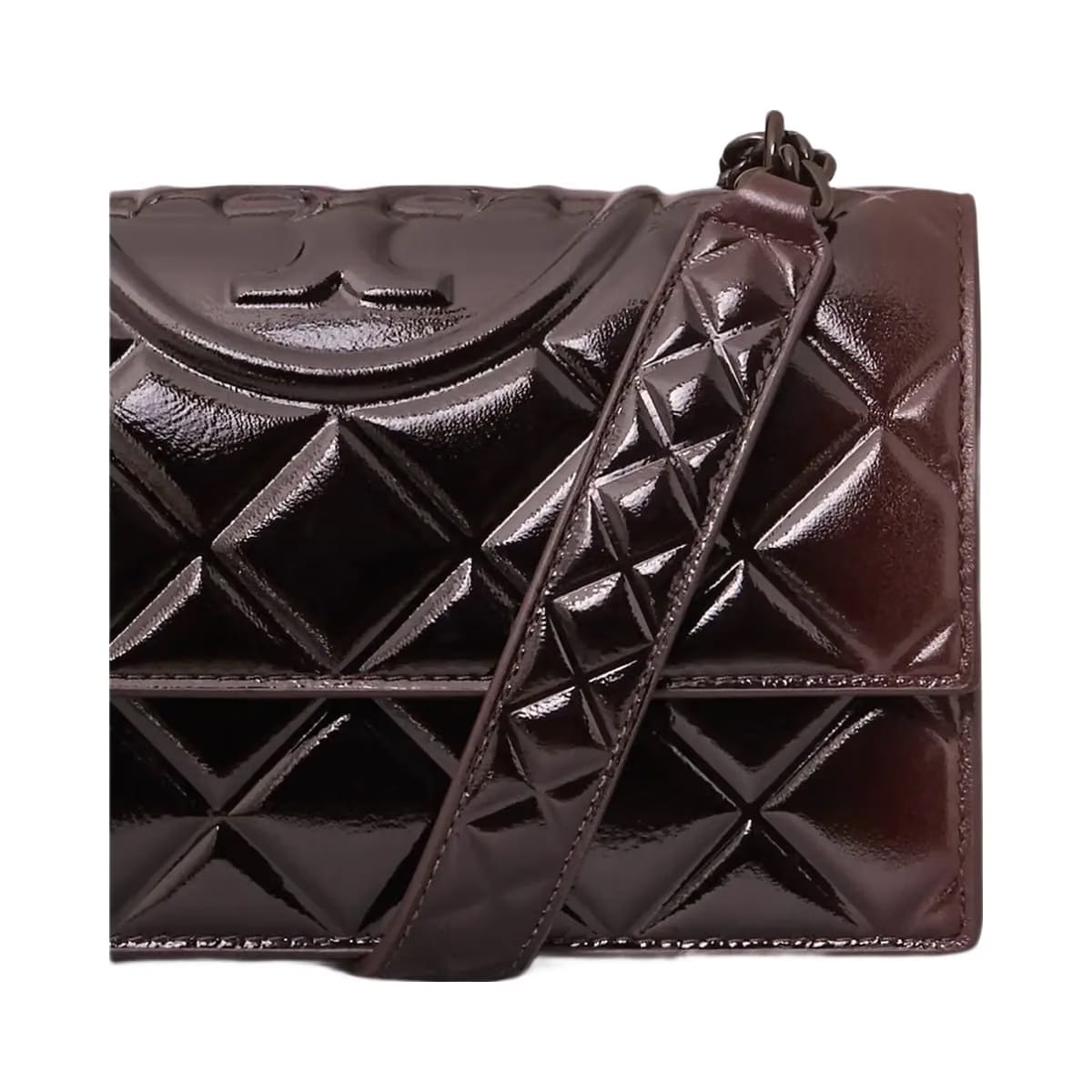 Tory Burch Small Fleming Patent Shoulder Bag Deep Burgundy