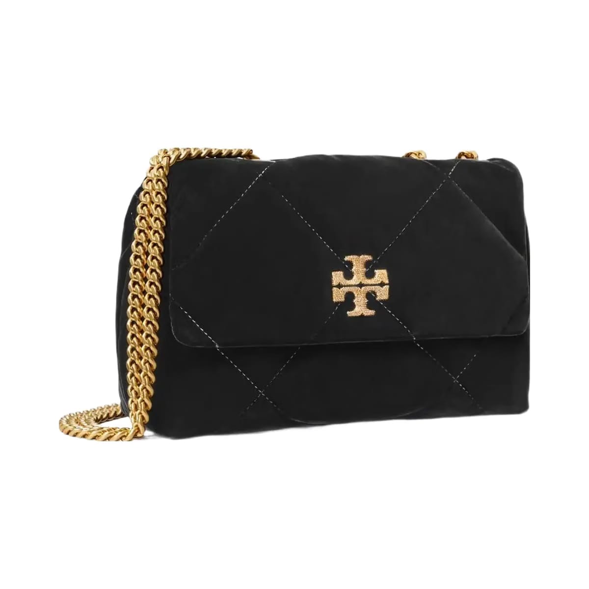 Tory Burch Small Kira Diamond Quilt Velvet Pav Shoulder Bag Black