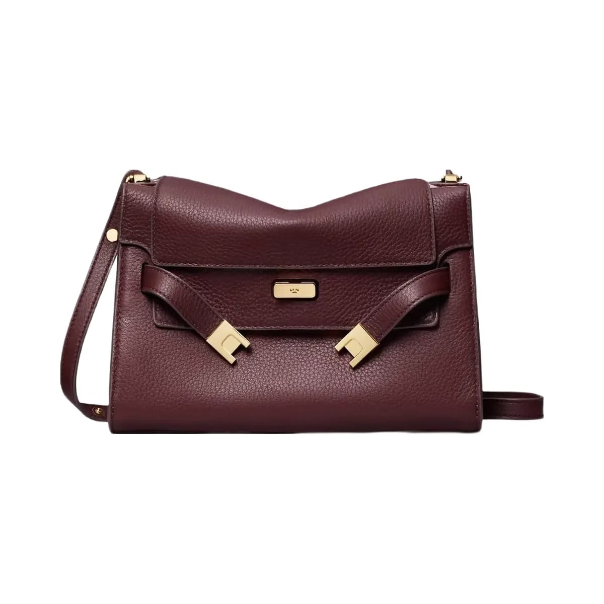 Tory Burch Lee Radziwill Pebbled Shoulder Bag Dark Carmine