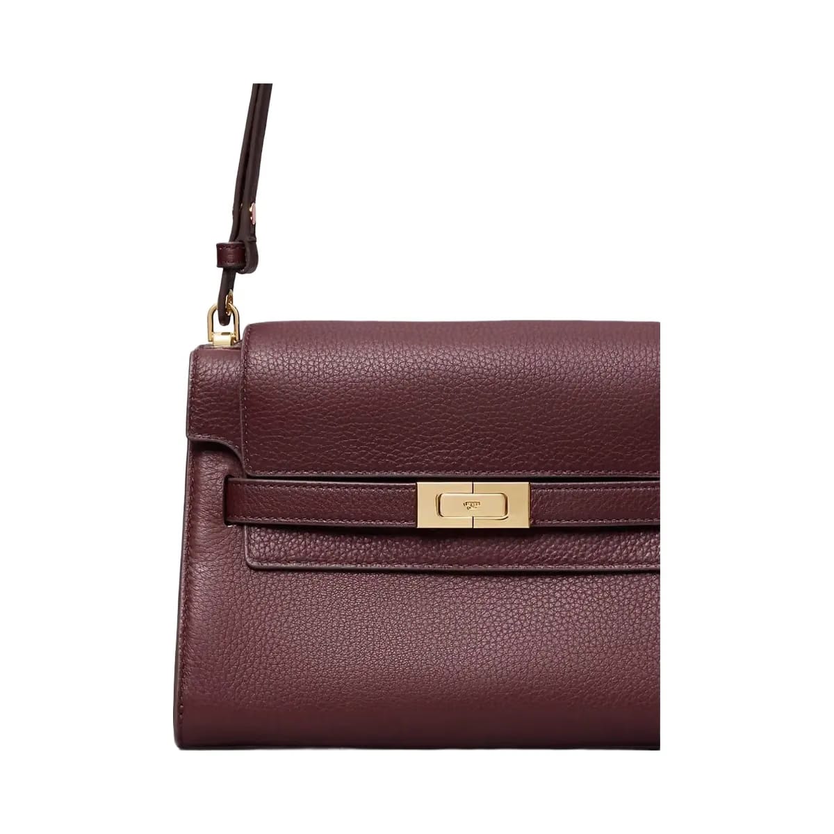Tory Burch Lee Radziwill Pebbled Shoulder Bag Dark Carmine