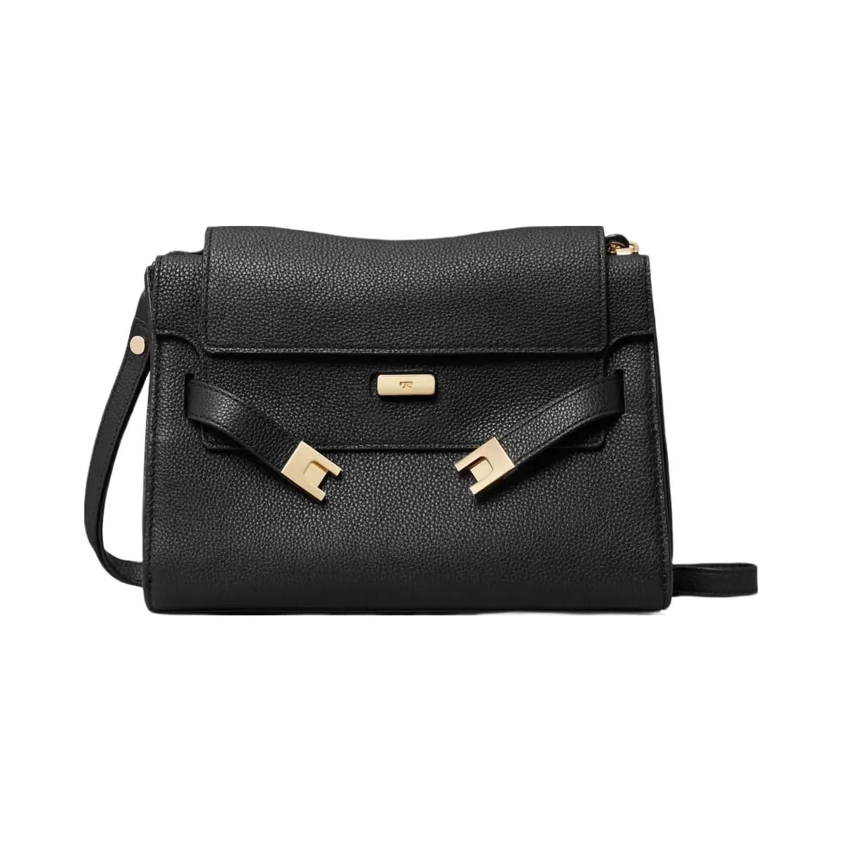 Tory Burch Lee Radziwill Pebbled Shoulder Bag Black