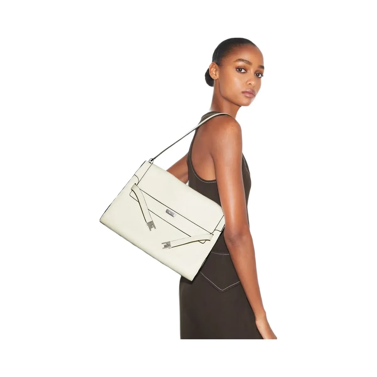 Tory Burch Large Lee Radziwill Shoulder Bag Ivory