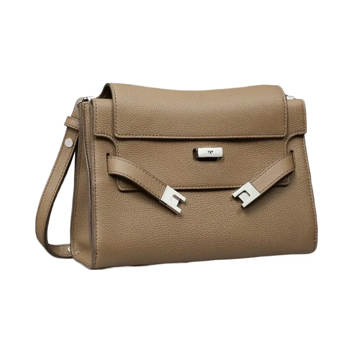 Tory Burch Lee Radziwill Pebbled Shoulder Bag Wild Mushroom