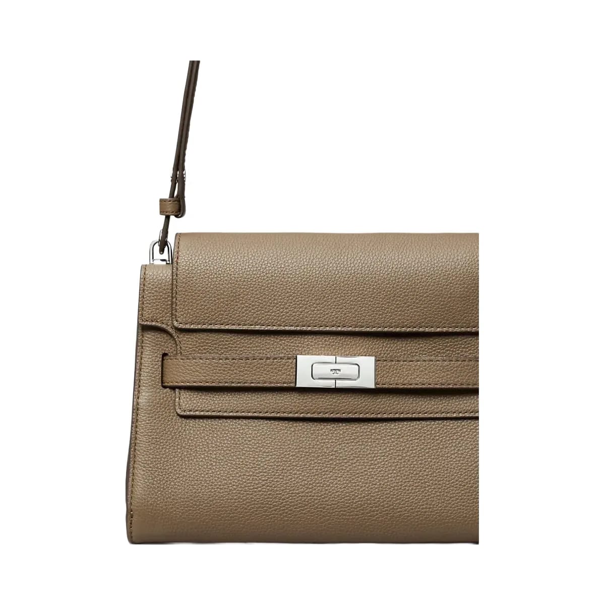Tory Burch Lee Radziwill Pebbled Shoulder Bag Wild Mushroom