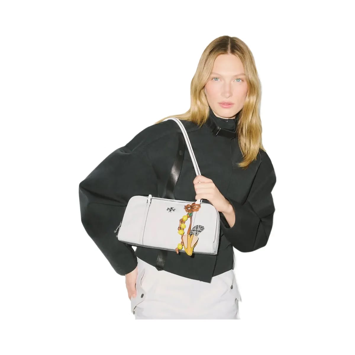 Tory Burch Small Crinkle Leather Marshmallow Satchel White