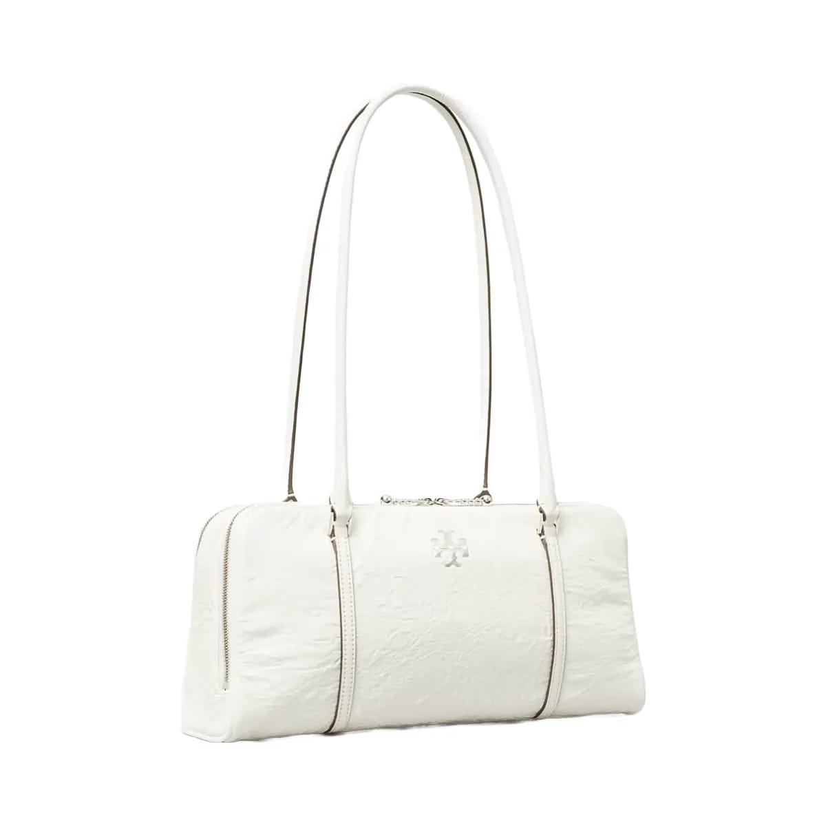 Tory Burch Small Crinkle Leather Marshmallow Satchel White