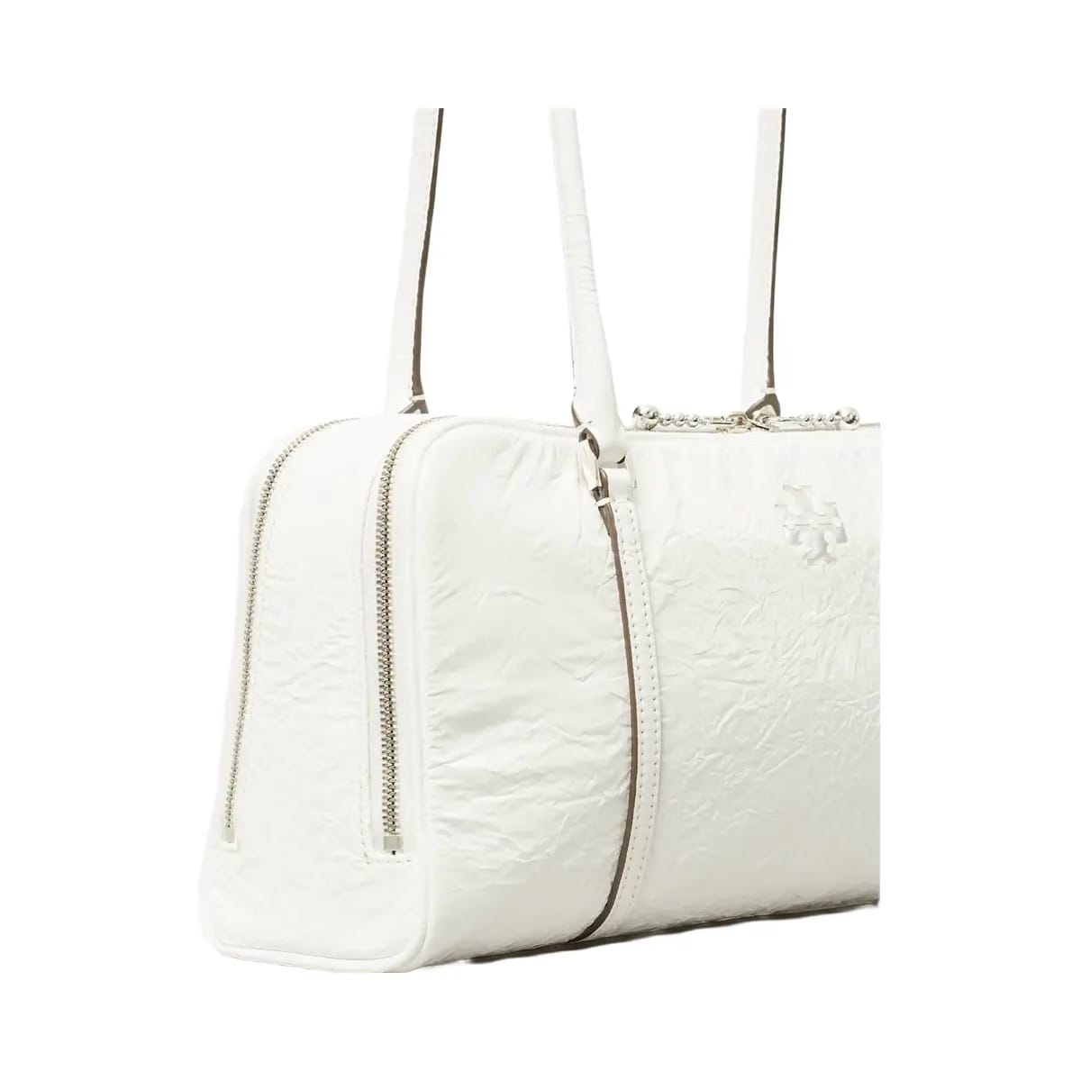 Tory Burch Small Crinkle Leather Marshmallow Satchel White