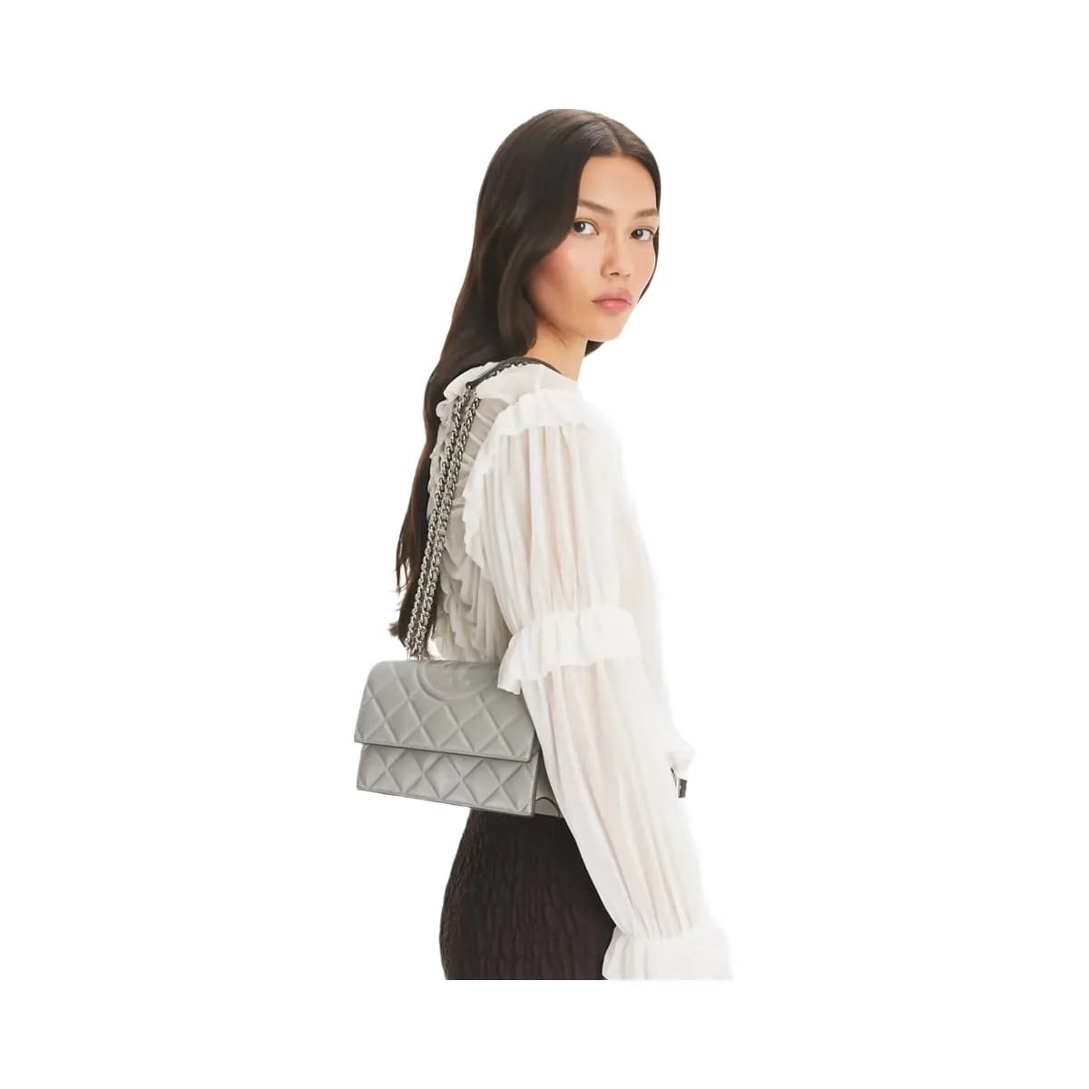 Tory Burch Small Fleming Shoulder Bag Gray