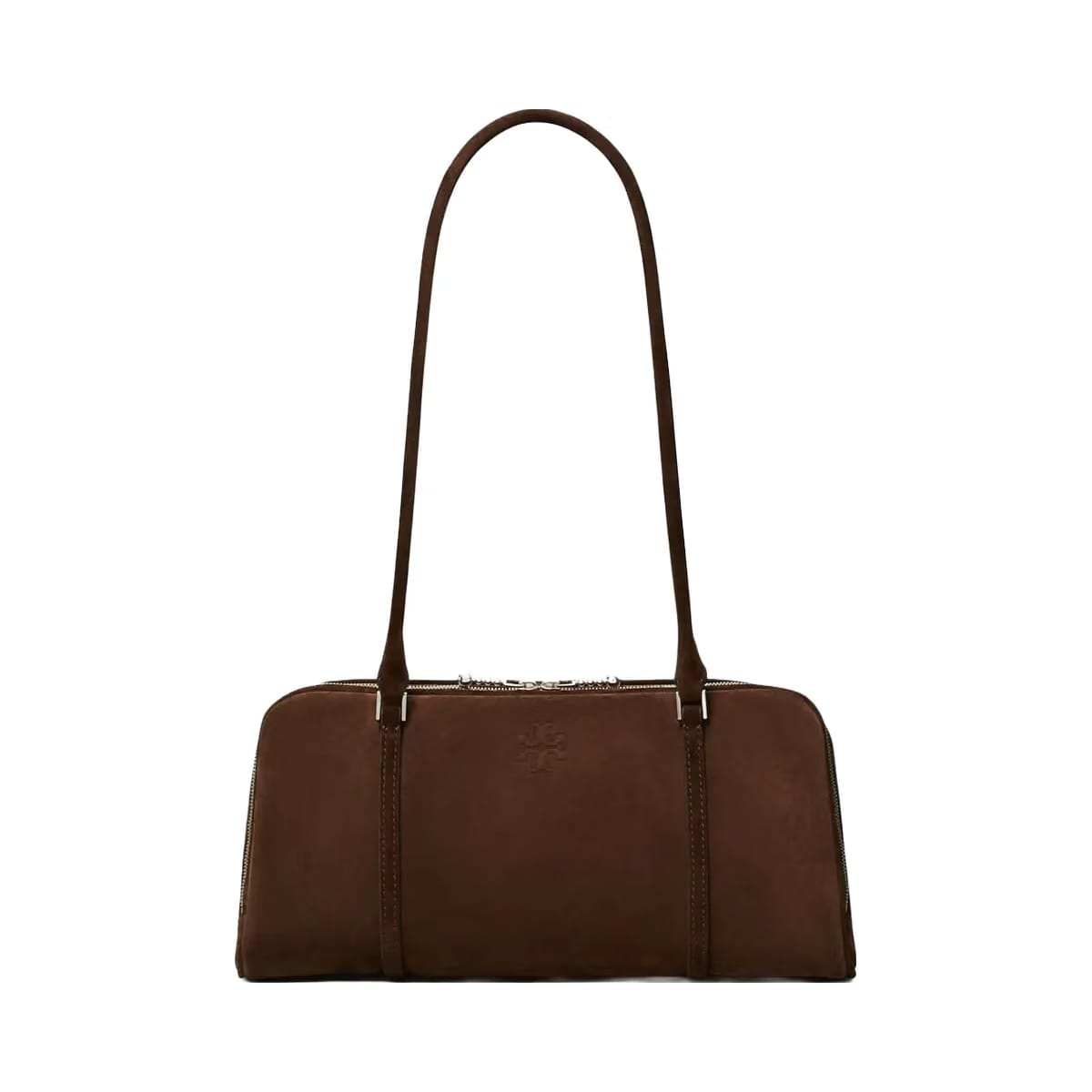 Tory Burch Small Marshmallow Suede Satchel Dark Cocoa