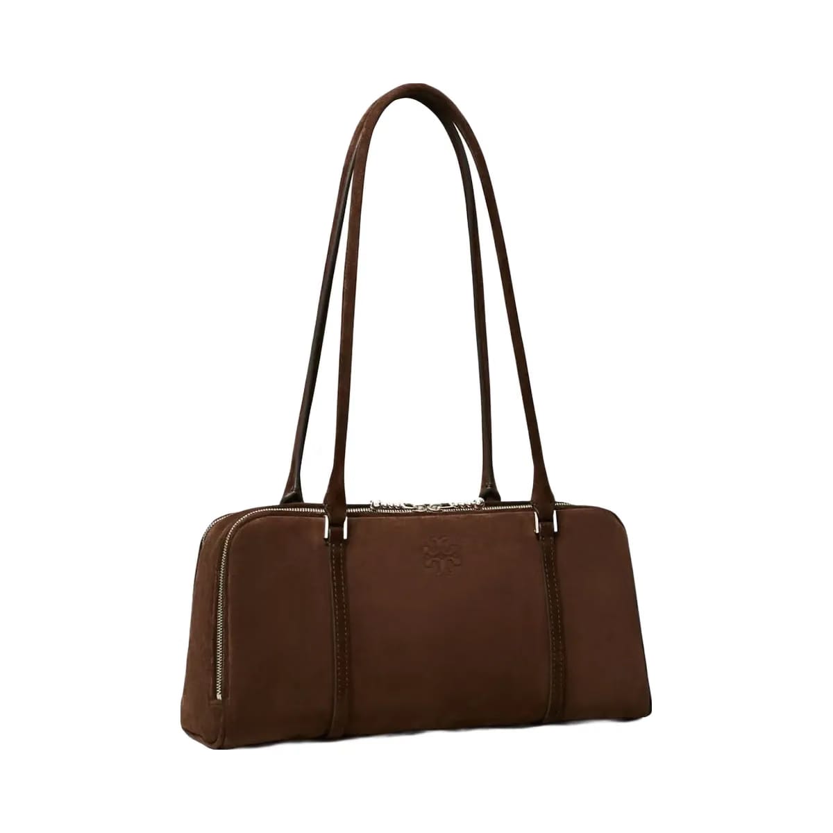 Tory Burch Small Marshmallow Suede Satchel Dark Cocoa