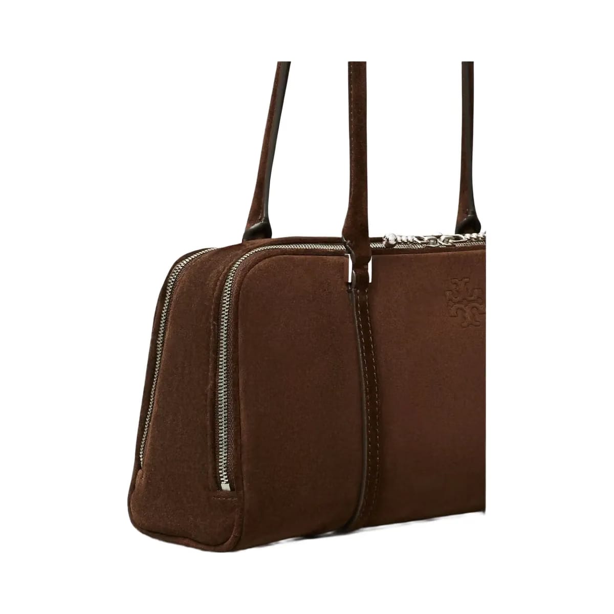 Tory Burch Small Marshmallow Suede Satchel Dark Cocoa