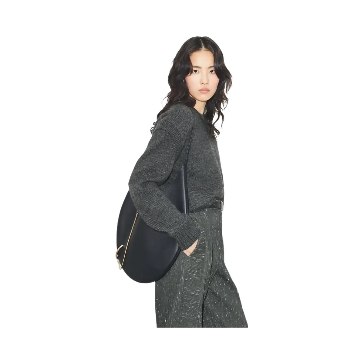 Tory Burch Pierced Soft Bag BLACK/GOLD