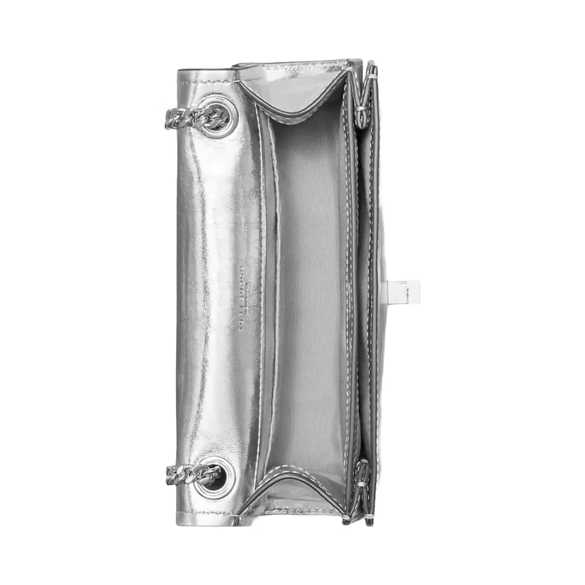 Tory Burch Mini Kira Turnlock Metallic Shoulder Bag Silver