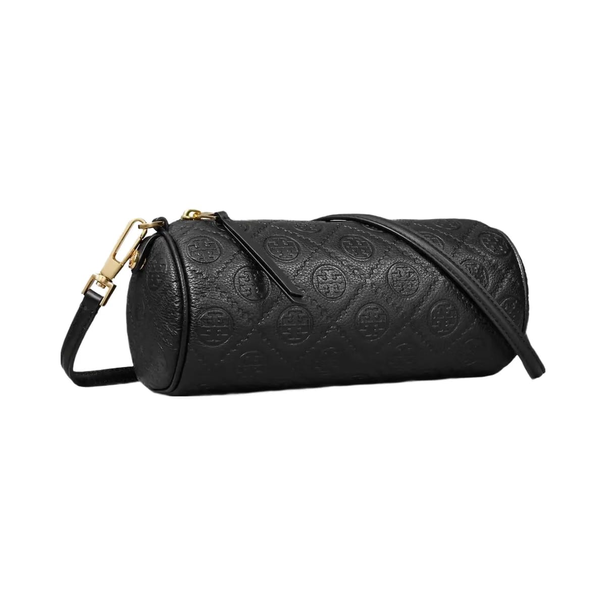 Tory Burch T Monogram Pebbled Cylinder Bag Black