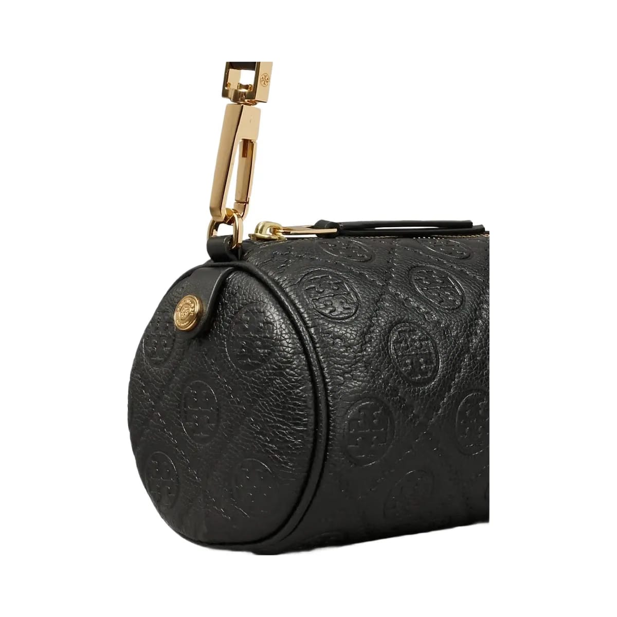 Tory Burch T Monogram Pebbled Cylinder Bag Black