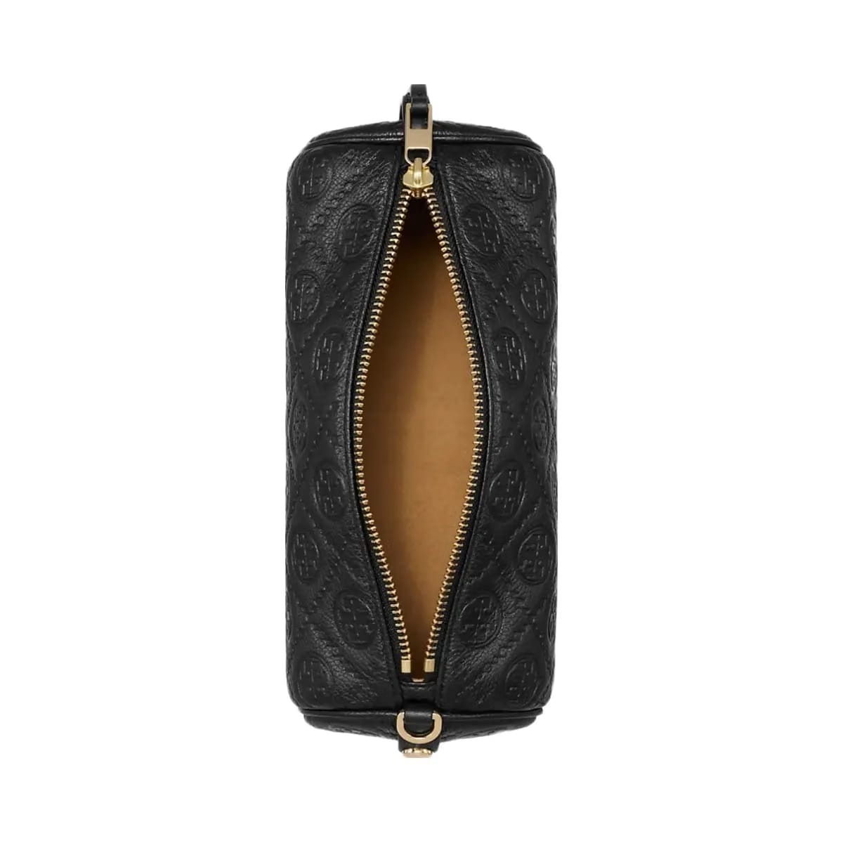 Tory Burch T Monogram Pebbled Cylinder Bag Black