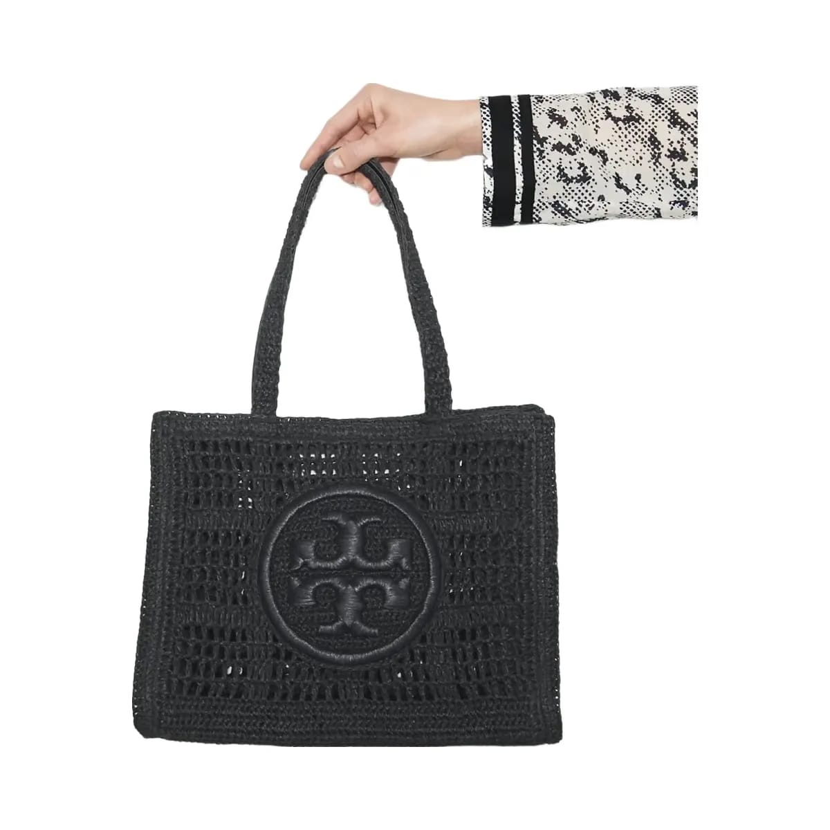 Tory Burch Large Ella Hand-Crocheted Tote Black