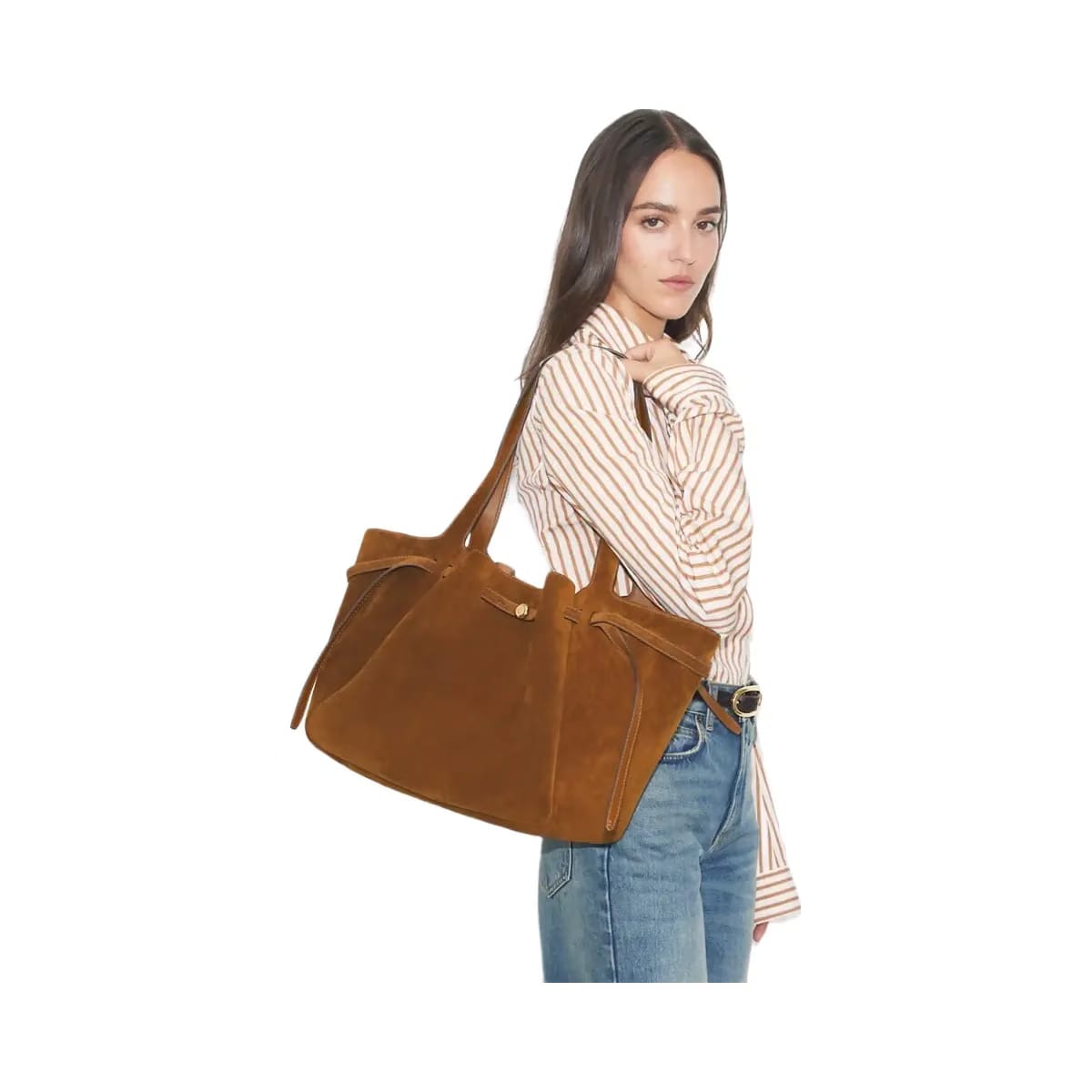 Tory Burch Romy Suede Tote Caramel