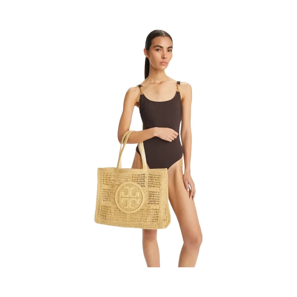 Tory Burch Large Ella Hand-Crocheted Tote Natural