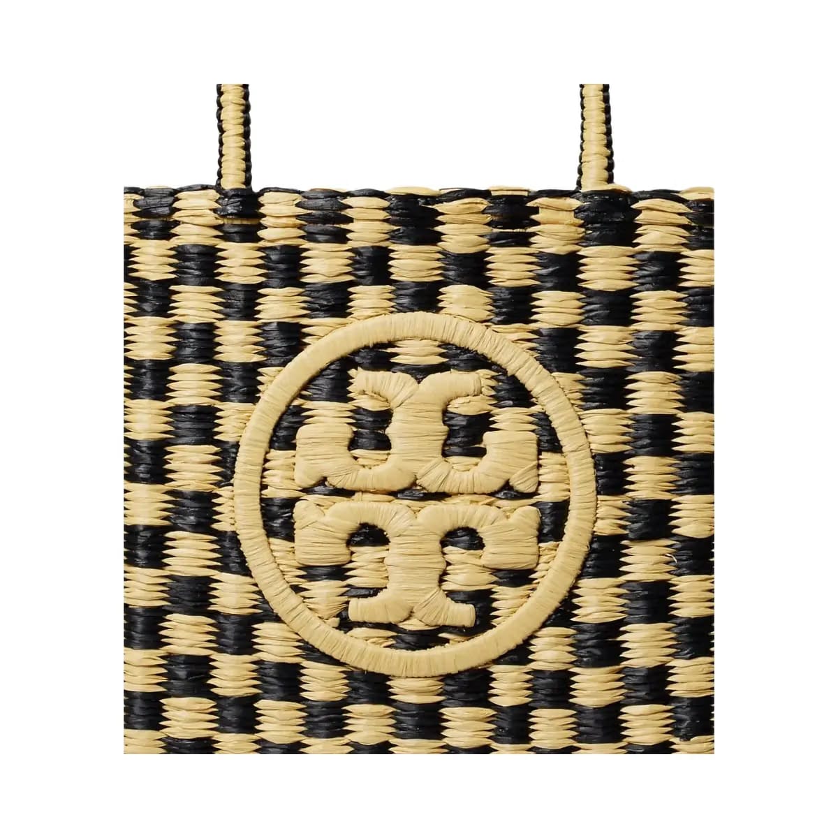 Tory Burch Small Ella Hand-Crocheted Checkered Tote Black / Natural