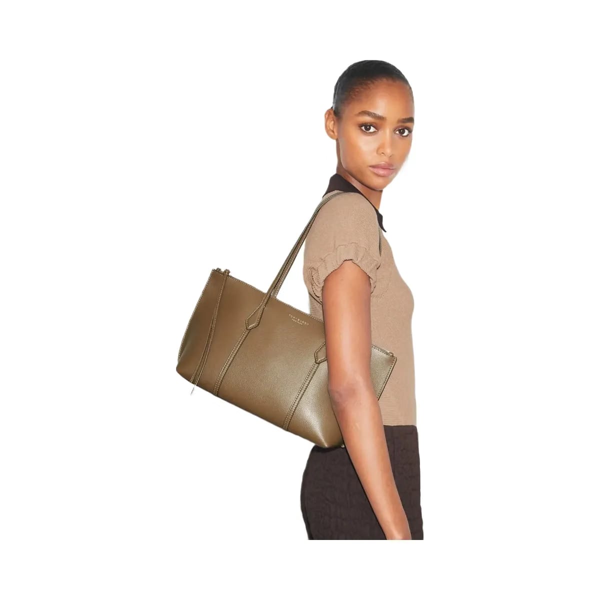 Tory Burch Small Perry Zip Tote Wild Mushroom